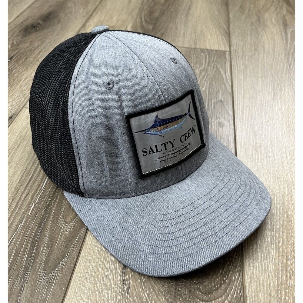 Salty Crew “Find Refuge In The Sea” Gray/Black Trucker Hat Adjustable